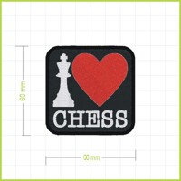 I LOVE CHESS - vyšívaná nášivka